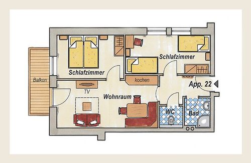 Skizze Appartement 22, Wallnerhof Grossarltal